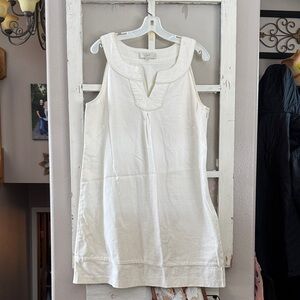 Stylish LOFT Ivory Sleeveless cotton dress